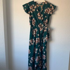 Elegant Floral Midi Dress in Teal